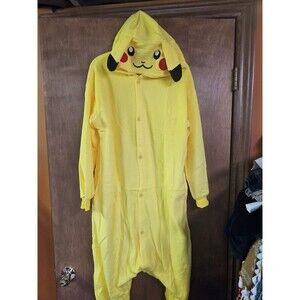 Pokemon Pikachu Unionsuit Mens/Womens L Costume PJs Yellow Hooded Lightweight